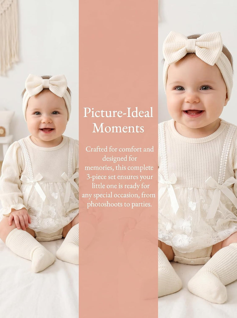 Baby Girls Princess Romper Dress Floral Lace Tutu Piece Set