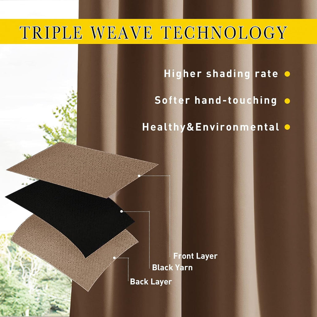 2 Panels Windproof Outdoor Curtains Waterproof W52xL84 | Thermal Insulated Gazebo Curtains UV Block & Weatherproof
