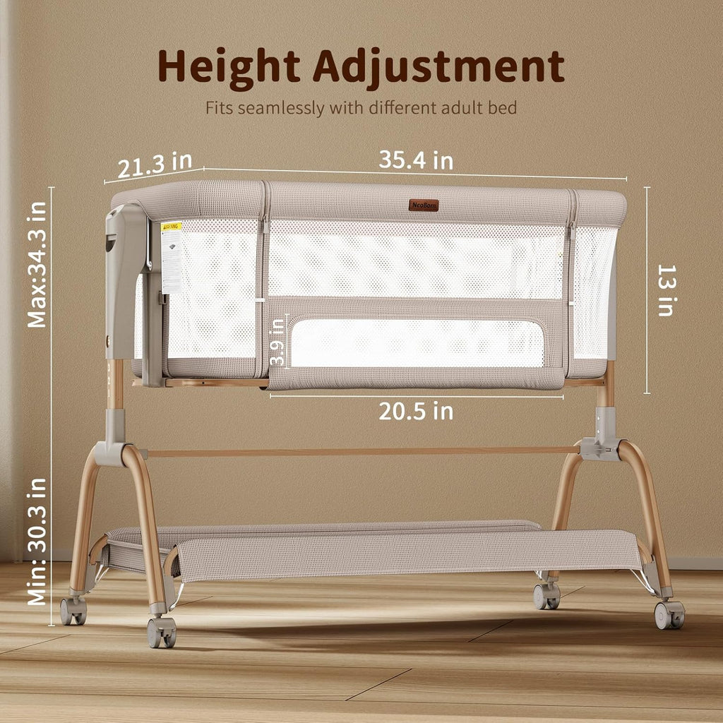 3 in 1 Baby Bassinet, Bedside Bassinet for Baby, Rocking Bassinet with Breathable Full-Mesh, Mattress and Soft Sheet