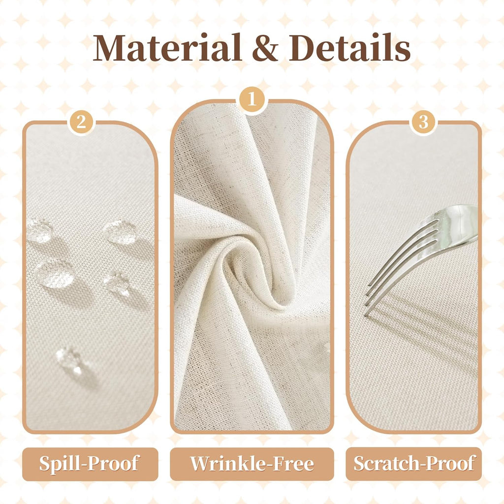 Textured Table cloth for 6 foot Rectangle table, Heavy Duty Farmhouse Tablecloth Solid Cotton Linen 
