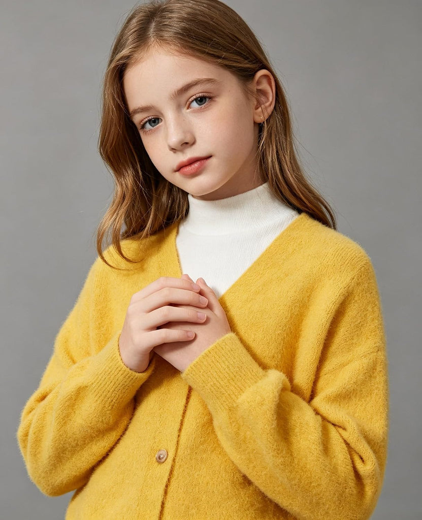 Tween with Button Loose Long Sleeve Shrug Sweaters Inner Cloth Cropped Kids Knit Sweater Outerwear