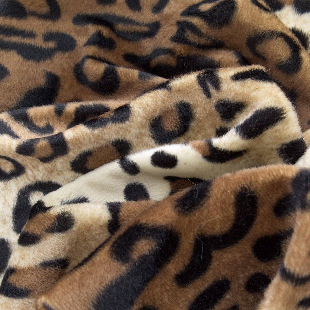 Velboa Wave Print Leopard 60 Inch Fabric by The Yard (Brown)