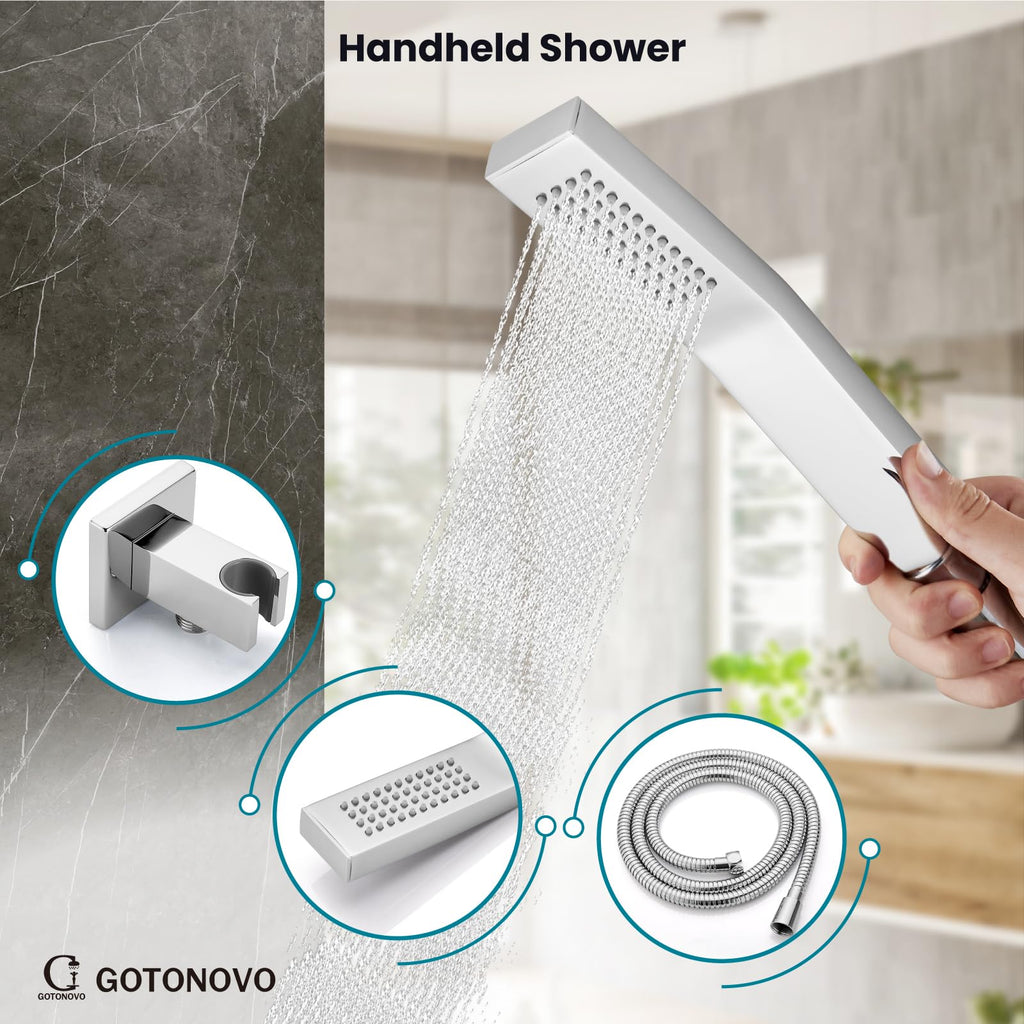 Bathtub Shower Faucet Set, 12 Inch Shower Head, Polish Chrome
