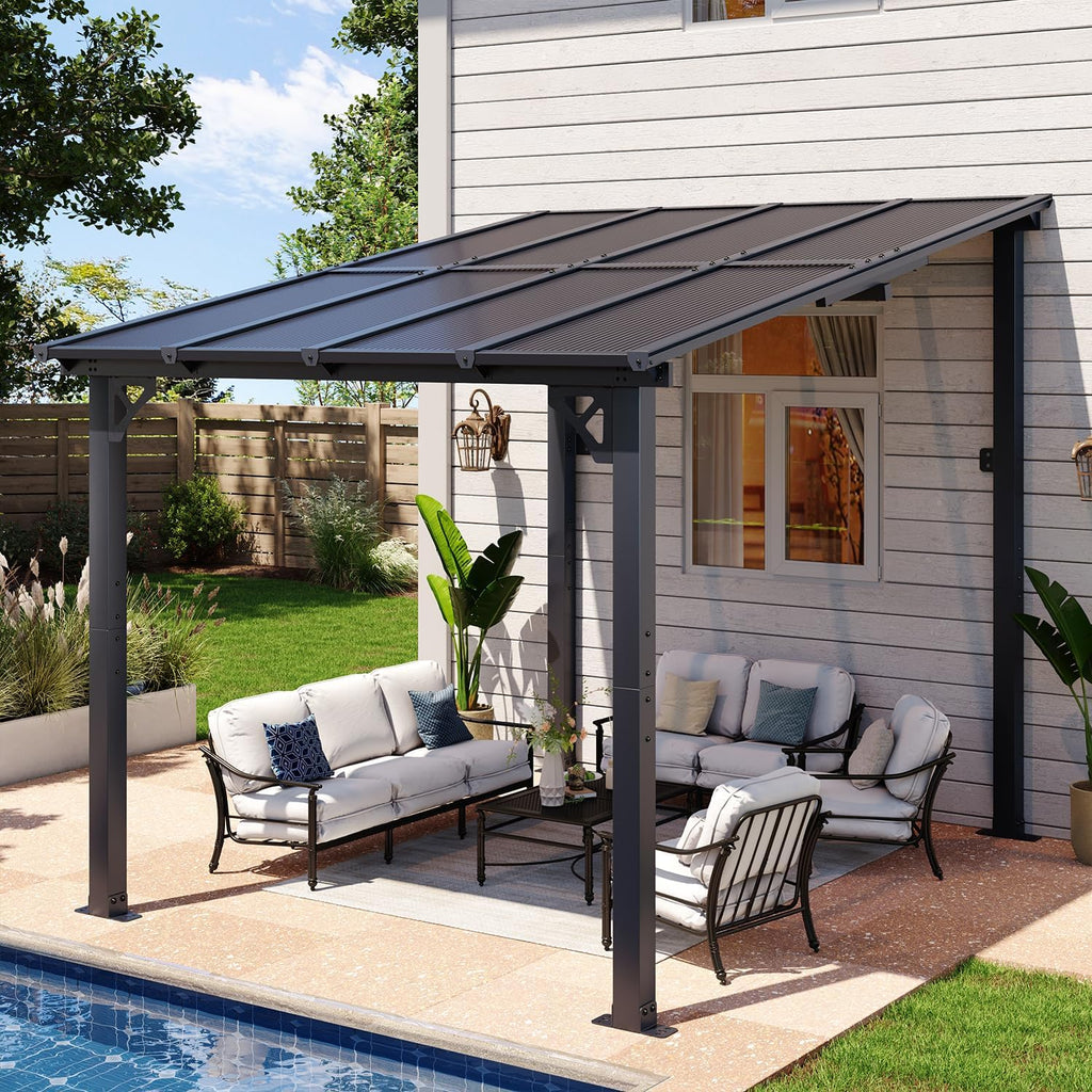 8'x10' Gazebo, Wall Mounted Gazebos Pergola on Clearance, Outdoor Pati