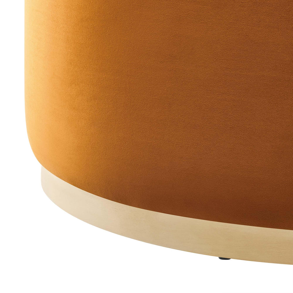 Large 38" Round Performance Velvet Upholstered Upholstered Ottoman