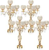 4 Pcs 5 Arm Crystal Candelabra Centerpieces for Table 27 Inch Retro Victorian Crystal Candle Holders Bowl Table