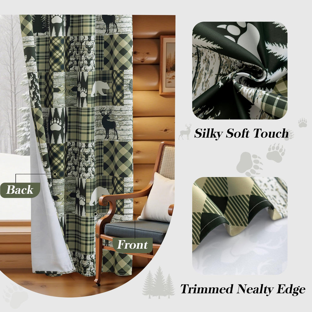 Rustic Cabin Curtains 2 Panels Country Style Curtain 50% Light Blocking Darkening Grommet Window Treatments Farmhouse