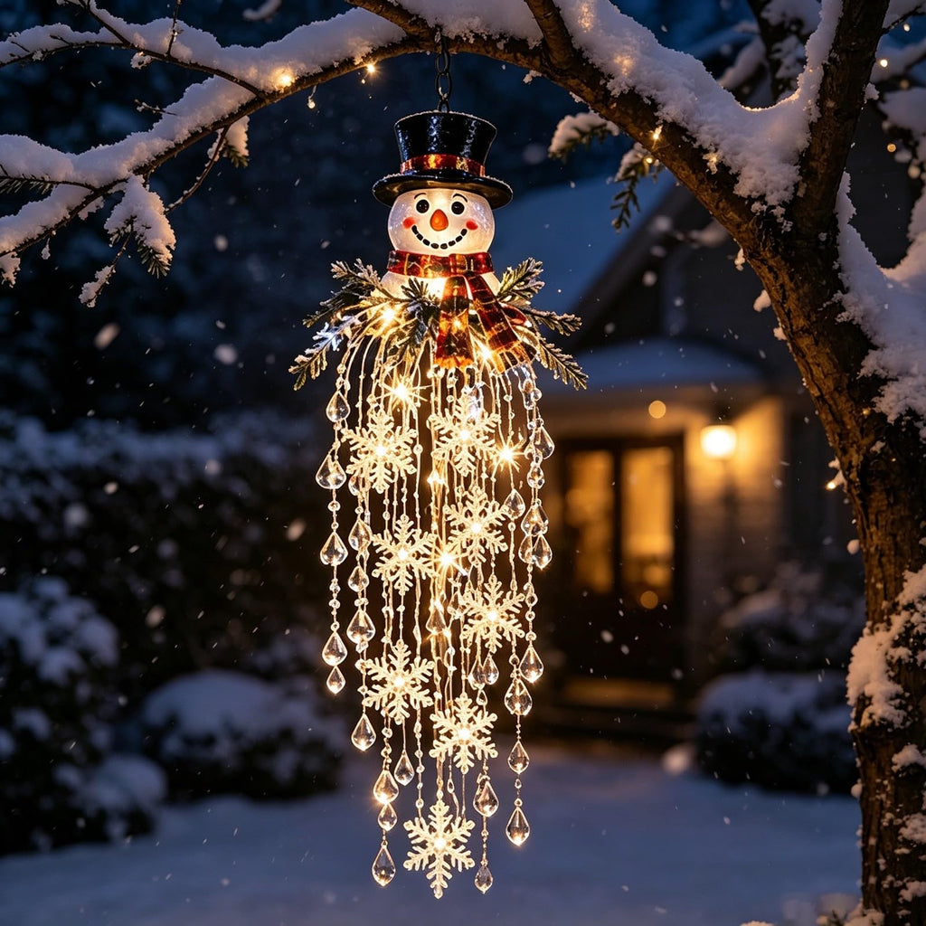 Crystal Cascade Christmas Light - Hanging Snowflake & Crystal LED Porch Decor (D)