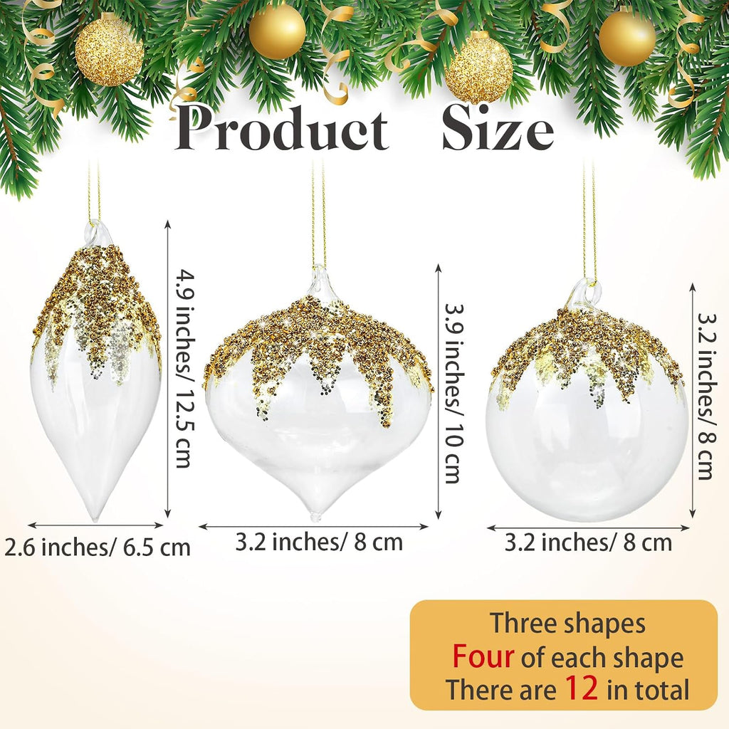 12 Pcs Clear Christmas Glass Ball Ornament Xmas Hanging Decoration