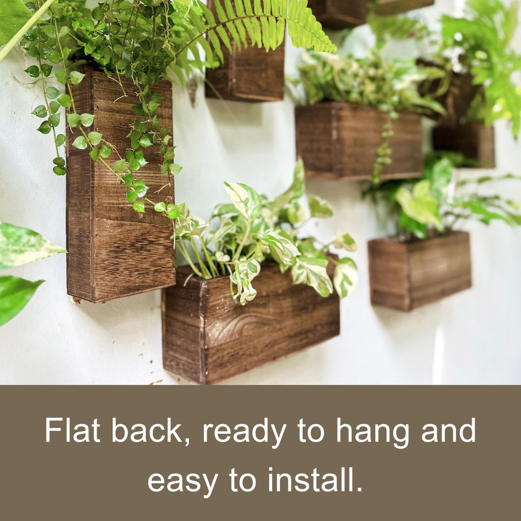 LaLaGreen Wooden Wall Planters (4 Pack) Hanging Wood Planter Box for Plants