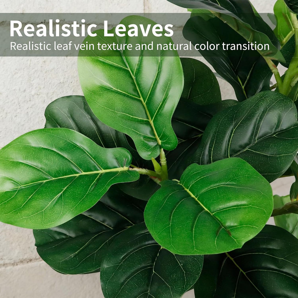 6FT Artificial Fiddle Leaf Fig Tree with White Planter & Fake Moss, Realistic Faux Ficus Lyrata Floor Plant Home