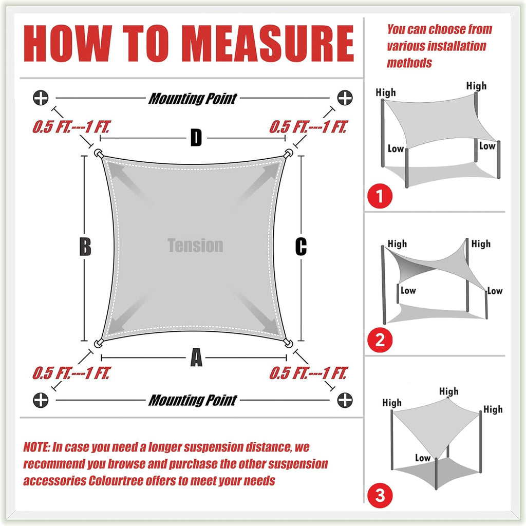 16' x 20' Beige Rectangle CTAPR1620 Sun Shade Sail Summer Canopy Mesh Fabric UV Block UPF50 - Commercial Heavy Duty