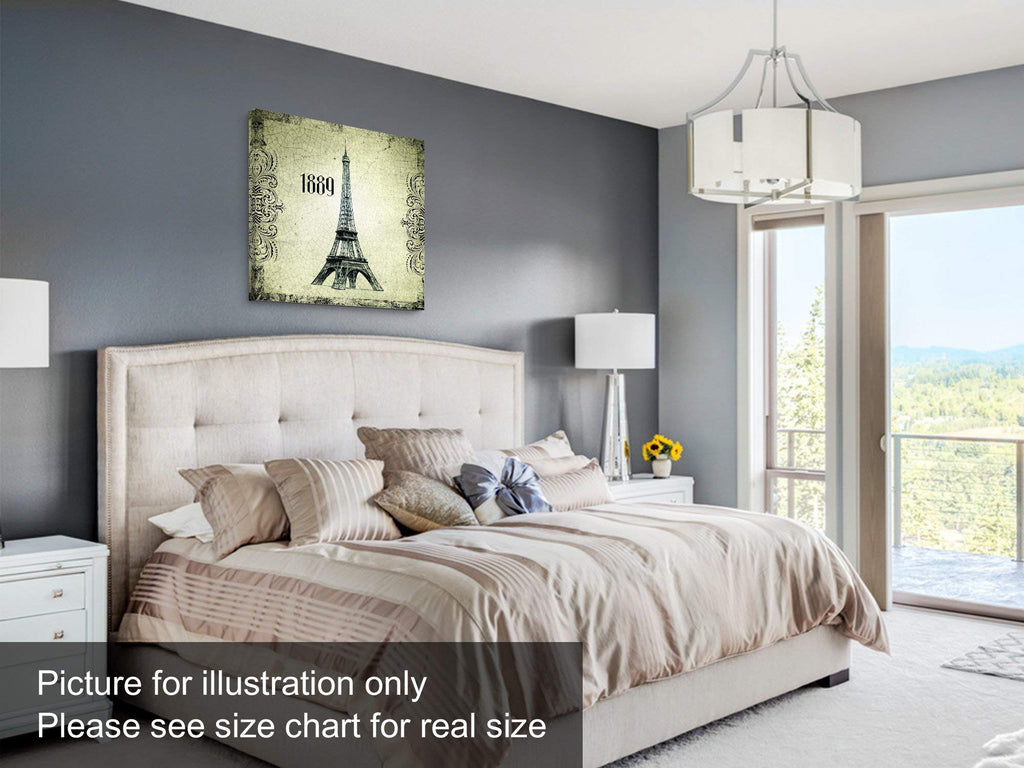 Paris Eiffel Tower, Cities Canvas Wall Home Decor, Framed Ready to Hang (12"x12"x1.5")
