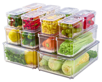 Fridge Organizers, Refrigerator Organizer Bins with Lids, 14 Pack