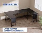 71 Inch Large Computer Desk with Power Outlets,U Shaped Corner Desk Work and Gaming Black