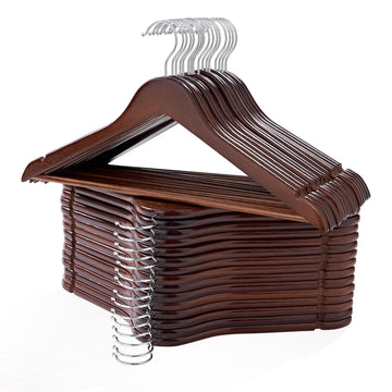 Wooden Hangers 30 Pack, Smooth Wood Hangers with 360 Swivel Hook & Notches, Solid Coat Hangers Wooden for Closet