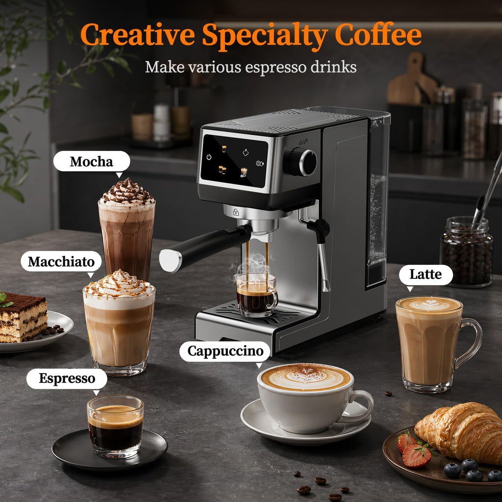20 Bar Espresso Machine with Milk Frother, Cold Brew, Touch Screen