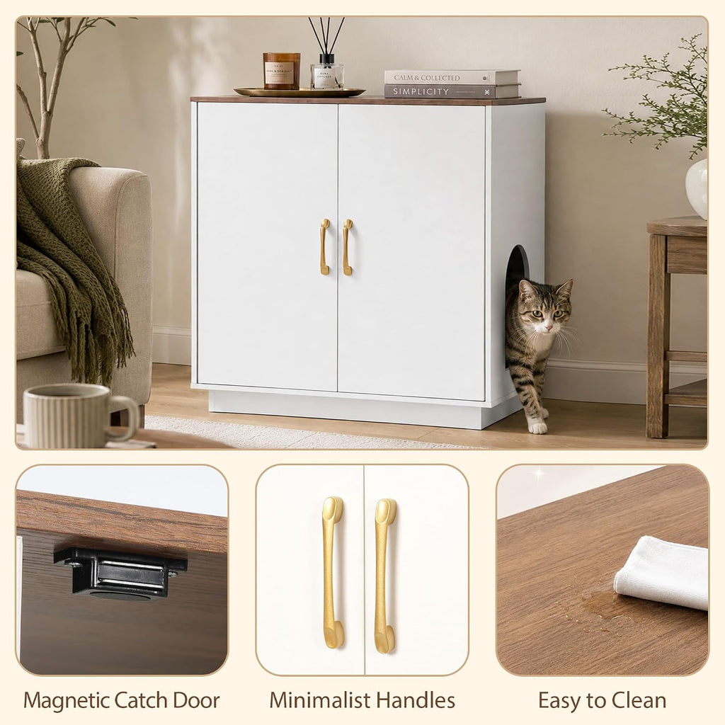 Litter Box Enclosure, 30.9'' High Large Litter Box Furniture, Modern Cat Litter Box Enclosurewith Hidden Storage