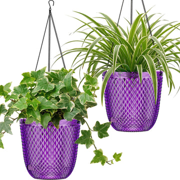 Hanging Planters for Indoor Plants, 2-Pack, 5.7 Inch, Purple