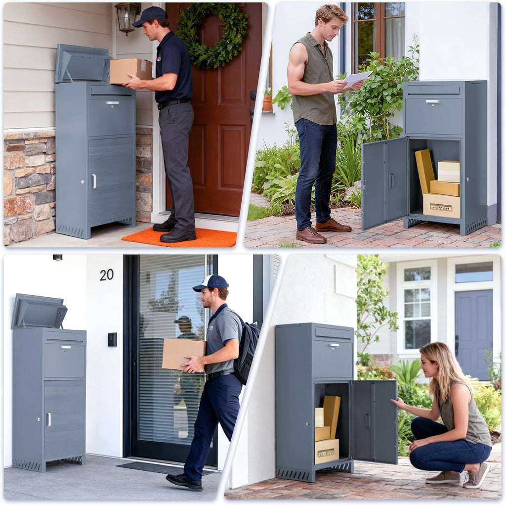 Package Delivery Boxes Drop Boxes with Secure Storage - Balck