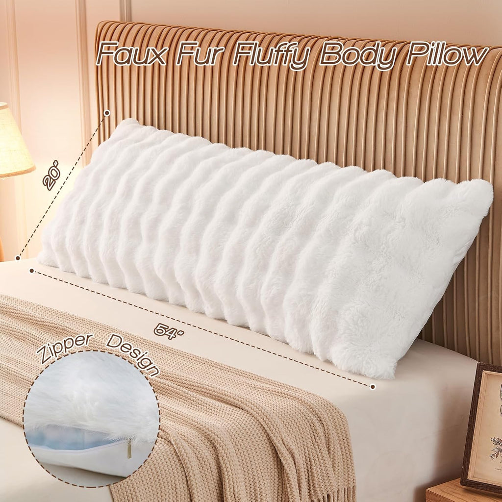 Faux Fur Fluffy Body Pillow for Adults, Soft Support | Firm Body Pillow, Adjustable Support for Side Sleeping