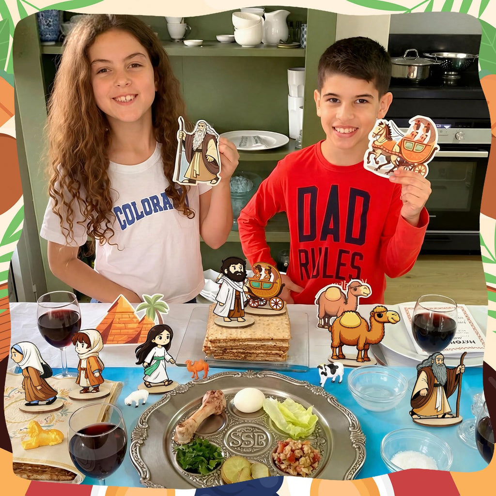 14 Pcs Passover Table Centerpiece Happy Passover Egyptian Figurines Ancient Jewish Pesach Wooden Tabletop Decor with