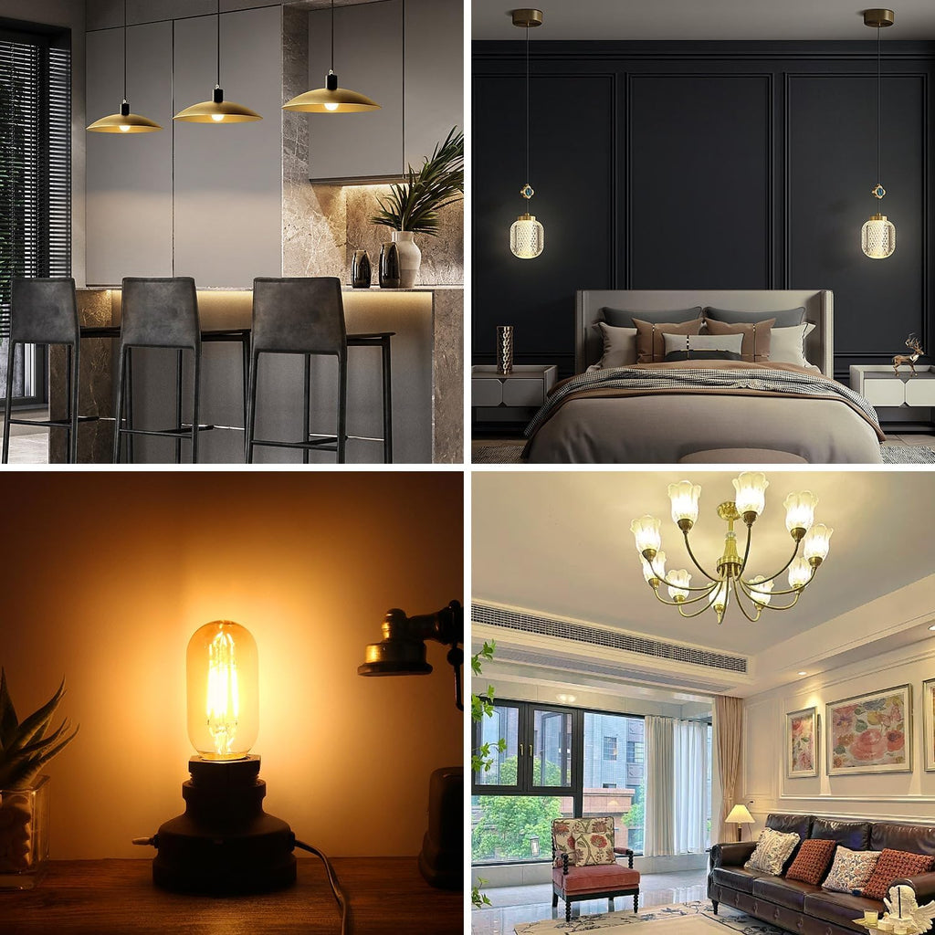 T45 LED Filament Bulb 2W, 20W Equivalent 150 Lumens, E26 Medium Screw Base, Dimmable Vintage Style Bulb, Soft Warm