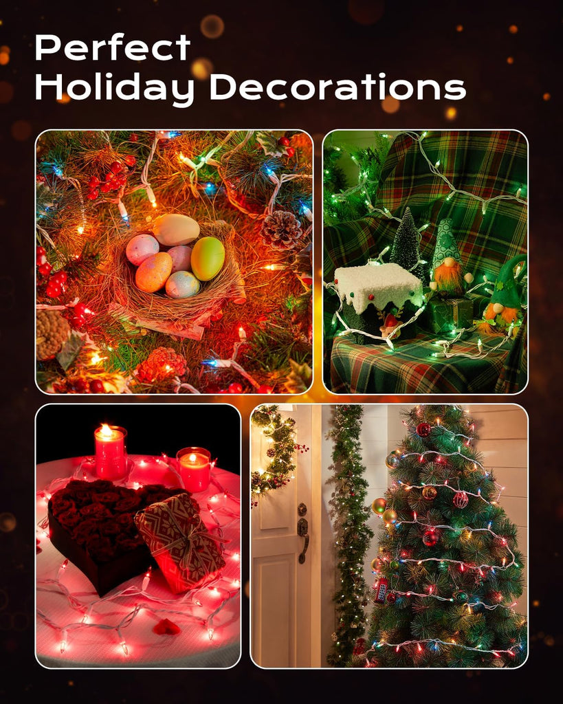 Clear Christmas String Lights, 200-Count 40ft Incandescent Bulb Mini Lights for Indoor Holiday Decor, Christmas Tree