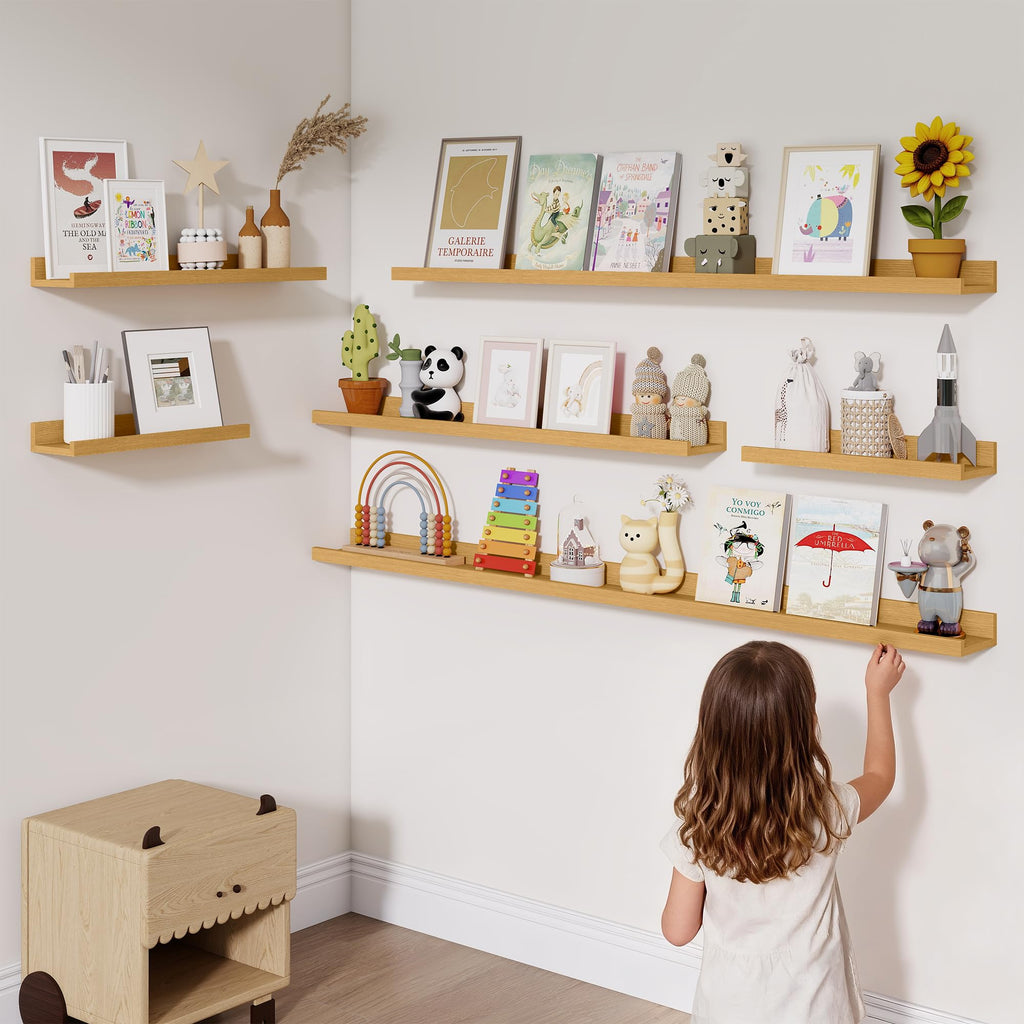 Picture Ledge Shelf, 36 inch Long Floating Shelves for Wall Set of 4, Picture Shelf with Lip for Wall Decor, Living