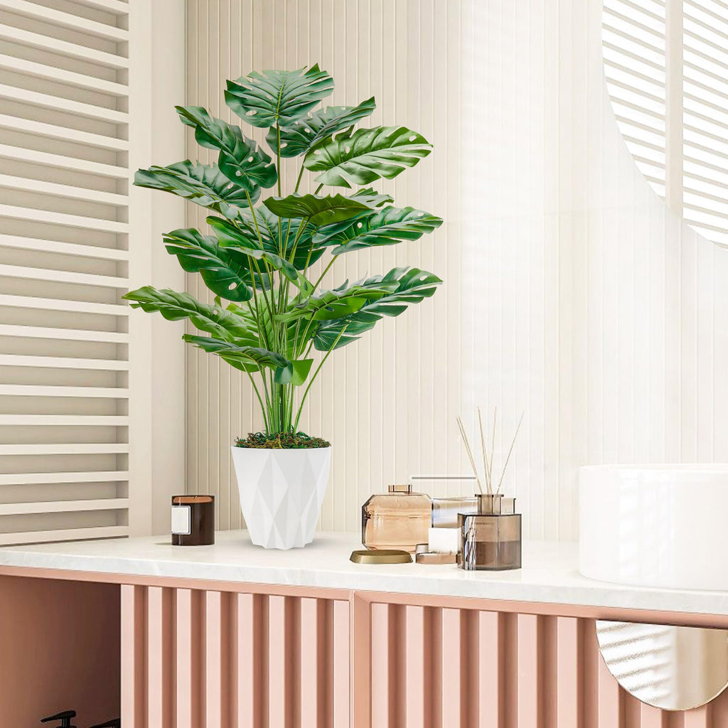2 Pack 28" Tall Fake Plants, Monstera Plants Decor
