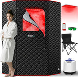 XL Infrared Sauna Box with True 660 & 850nm Red Light Therapy Lamp, Portable Red Light Sauna for Home