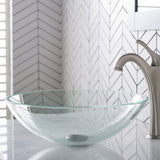 Round Crystal Clear Glass Vessel Bathroom Sink, 16 1/2 inch GV-100