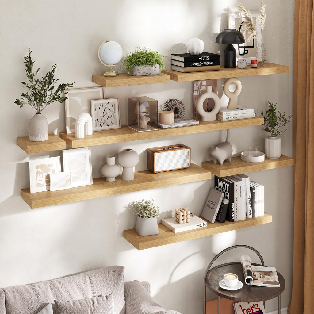 48 Inch Floating Shelves for Wall 2 Pack, 8"D Wood Gra Shelves