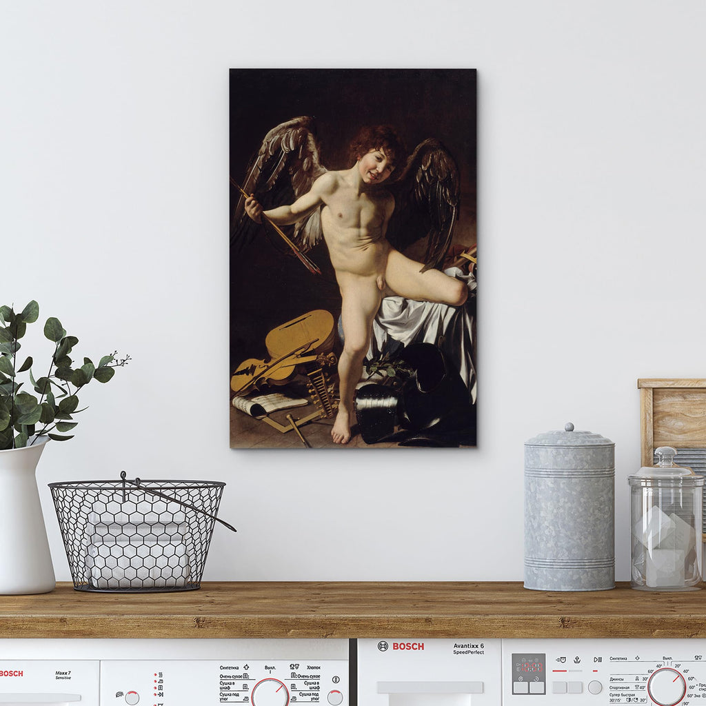 Canvas Print Wall Art Cupid as Victory by Caravaggio Historic Cultural Illustrations Fine Art Traditional Scenic