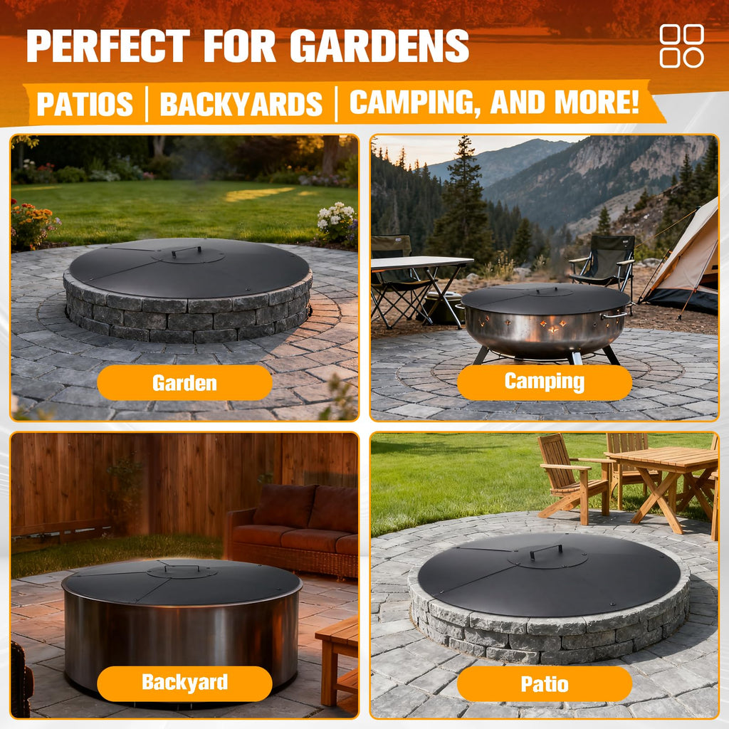 28 Inch Fire Pit Lid, Heavy-Duty Steel Fire Pit Cover