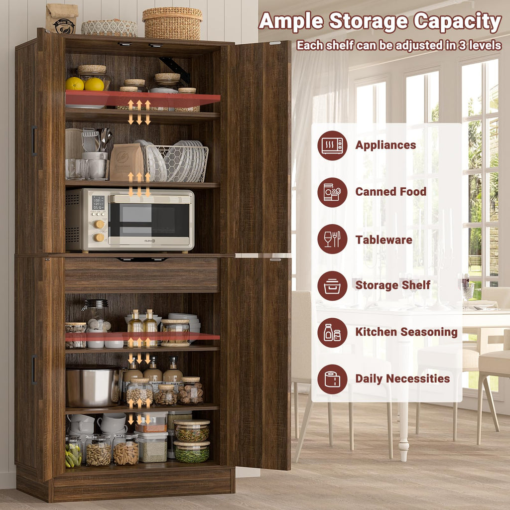 71" Tall Farmhouse Kitchen Pantry Storage Cabinet with Barn Doors
