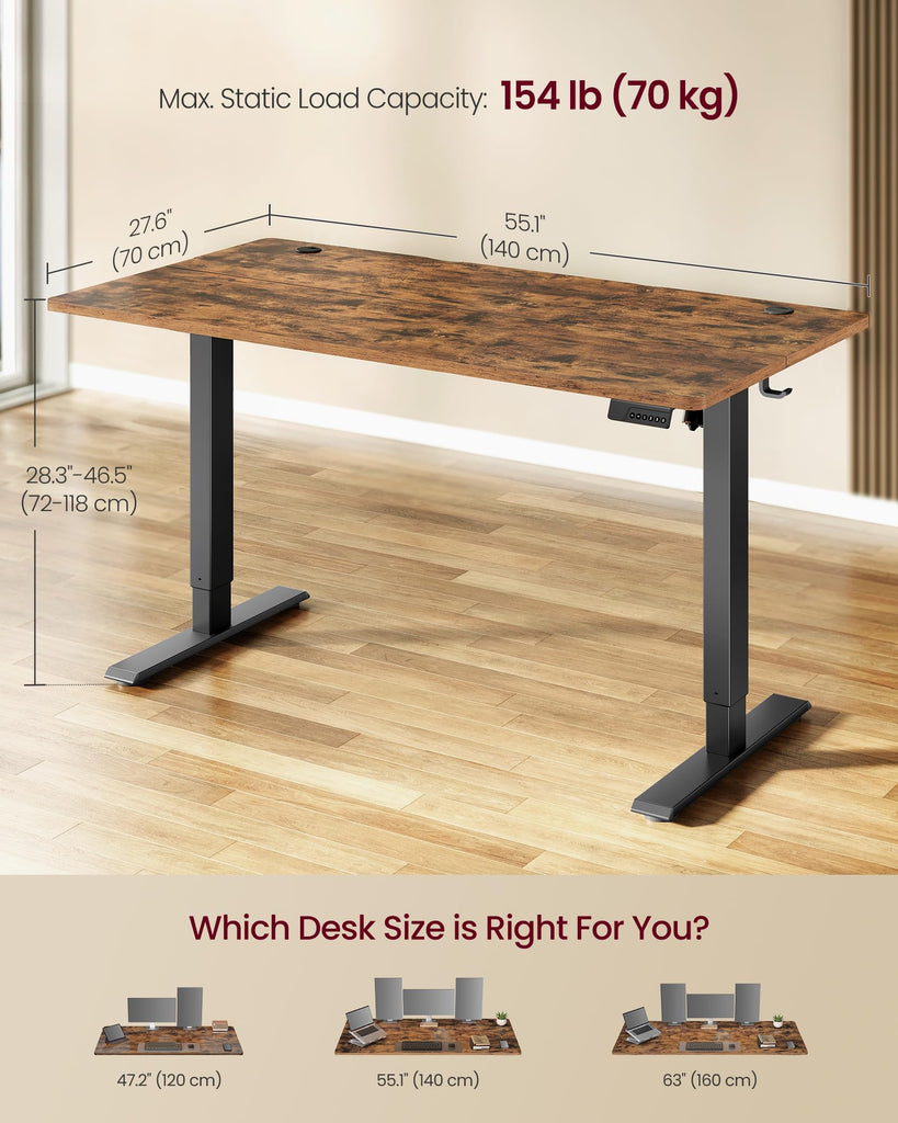 Standing Desk, 55x28 Inch Electric Adjustable Desk, 30-Min Assembly