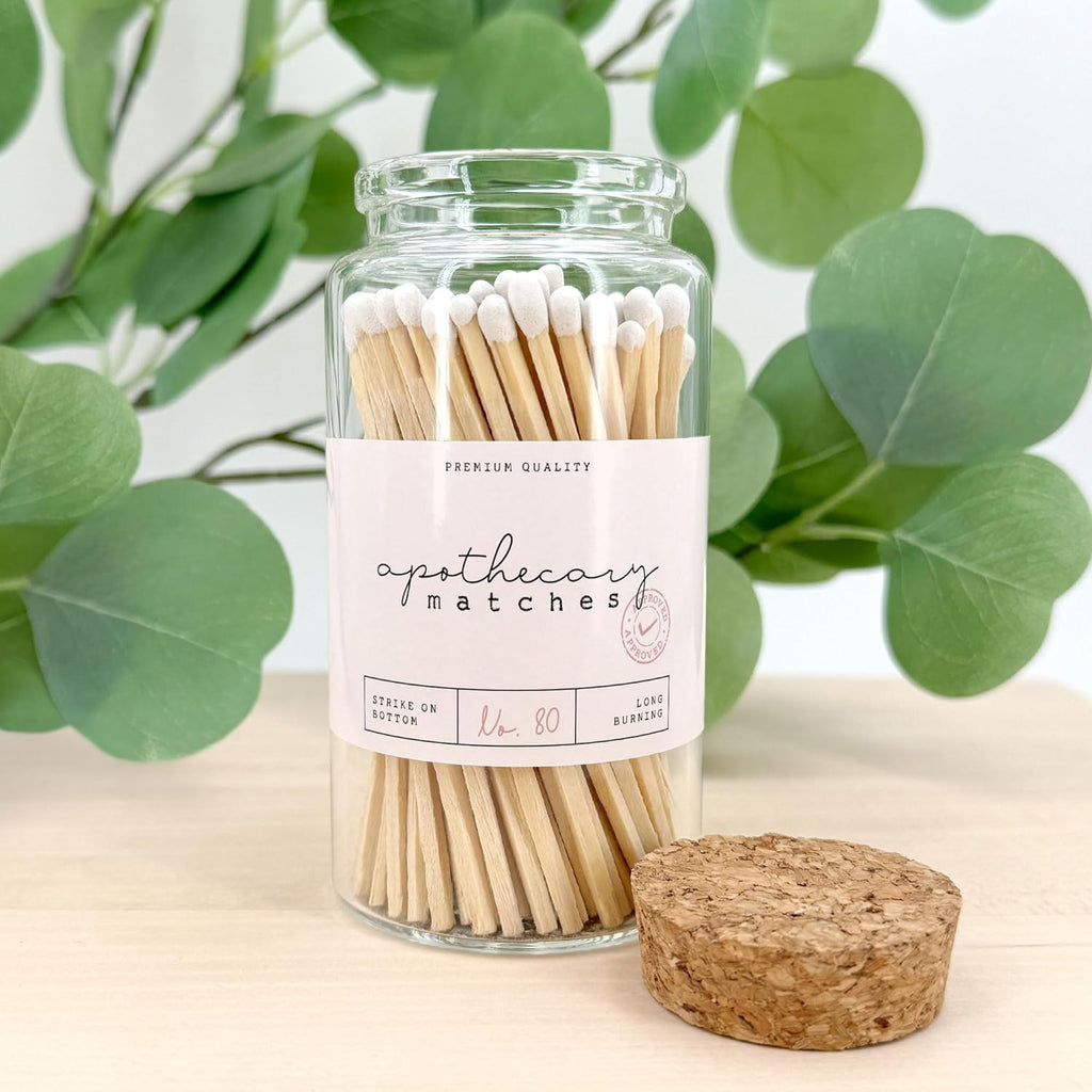 Apothecary Wooden Matches in a Jar with Striker | Decorative Matches for Candles | Long Matches for Candles
