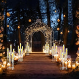 8 Sets 5 Arm Acrylic Candelabra Holder Floor Clear Candle Centerpieces with LED Candles and Shade for Proposal