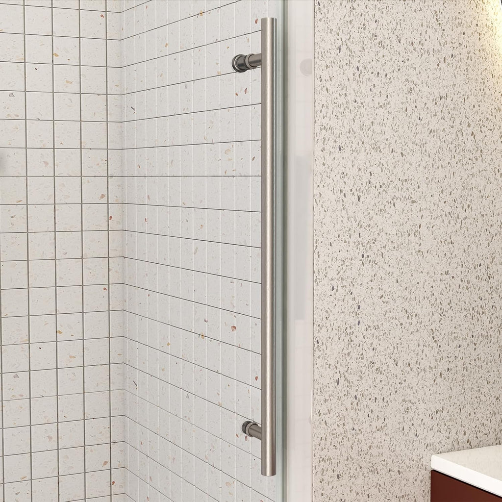 Frameless Shower Door, 51-55" W x 76" H Sliding Shower Door with Handle