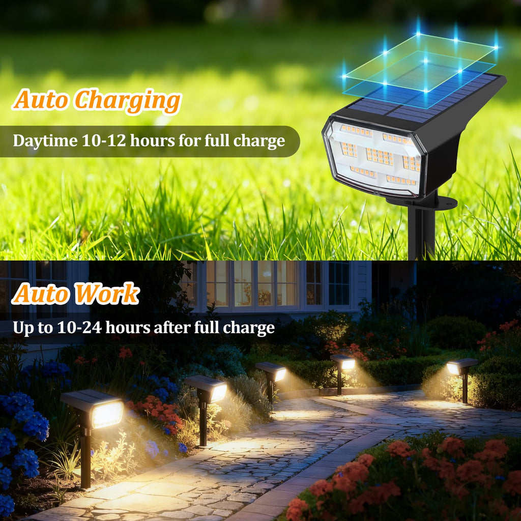 8-Pack Solar Spot Lights Outdoor Waterproof, Landscape Spotlight Warm White