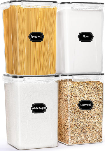 4 Pack Extra Large Airtight Food Storage Containers with Lids (6.5L / 220 oz), BPA Free Plastic Kitchen and Pantry