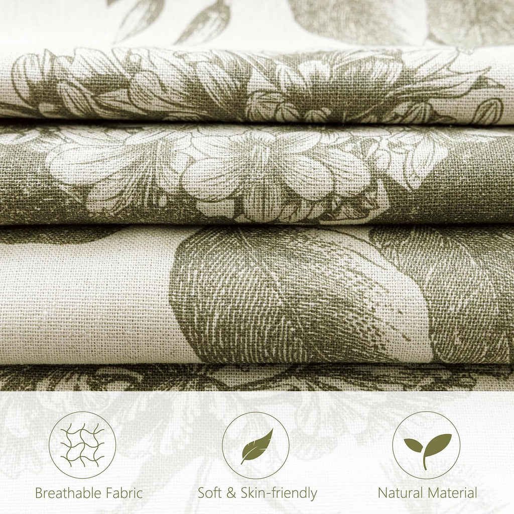 Set of 2 Linen Floral Vintage Throw Pillow Covers Neutral Accent Print Decorative Cushion Covers Farmhouse Home