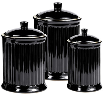 Simsbury Black Stoneware Canister, Set of 3