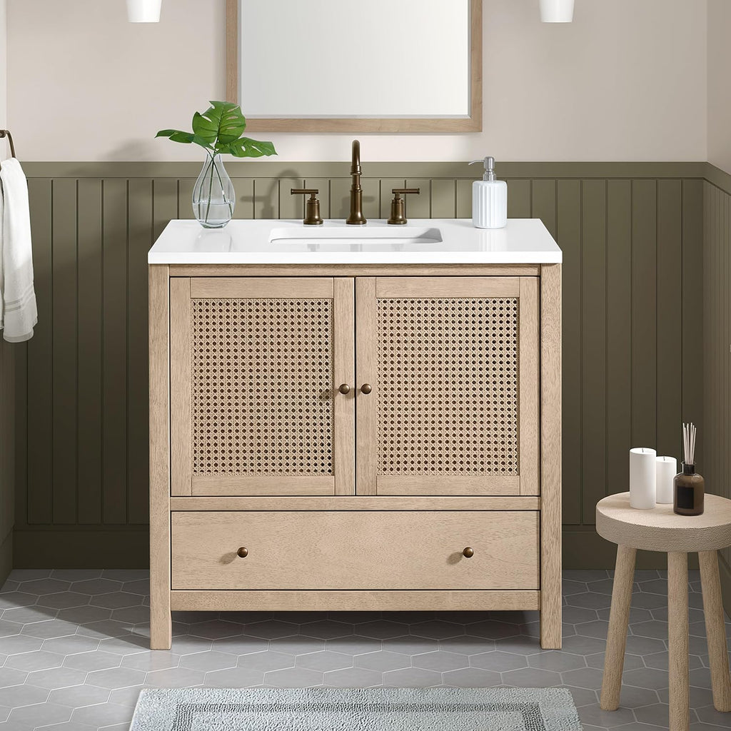 Alaterre Furniture Lucca Bathroom Vanity - Freestanding Cabinet Without Sink