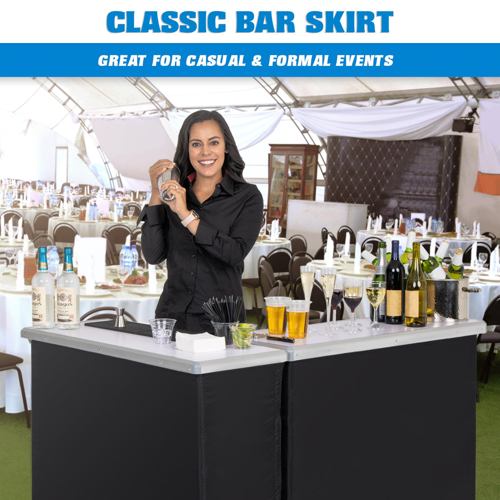 Portable Double Bar Table Set - Mobile Bartender Station for Events - Includes Carrying Case - Standard or LED