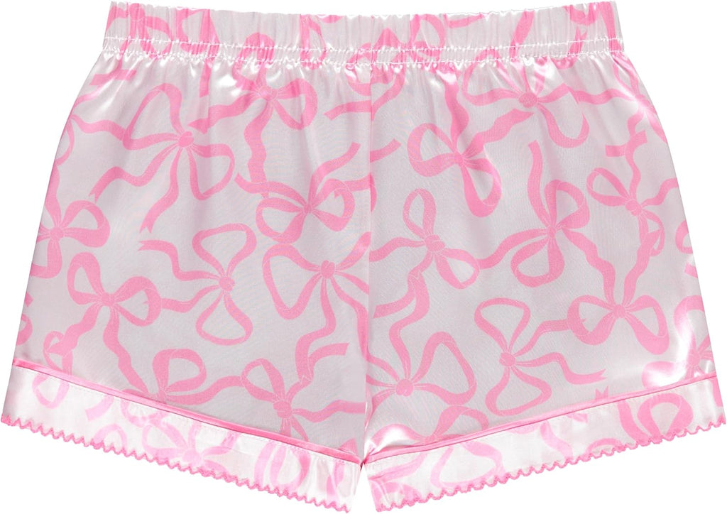 Girls Satin Pajama Set 4 Pack, Short Sleeve Button-Down Sleepwear for Kids, Soft and Breathable Nightwear
