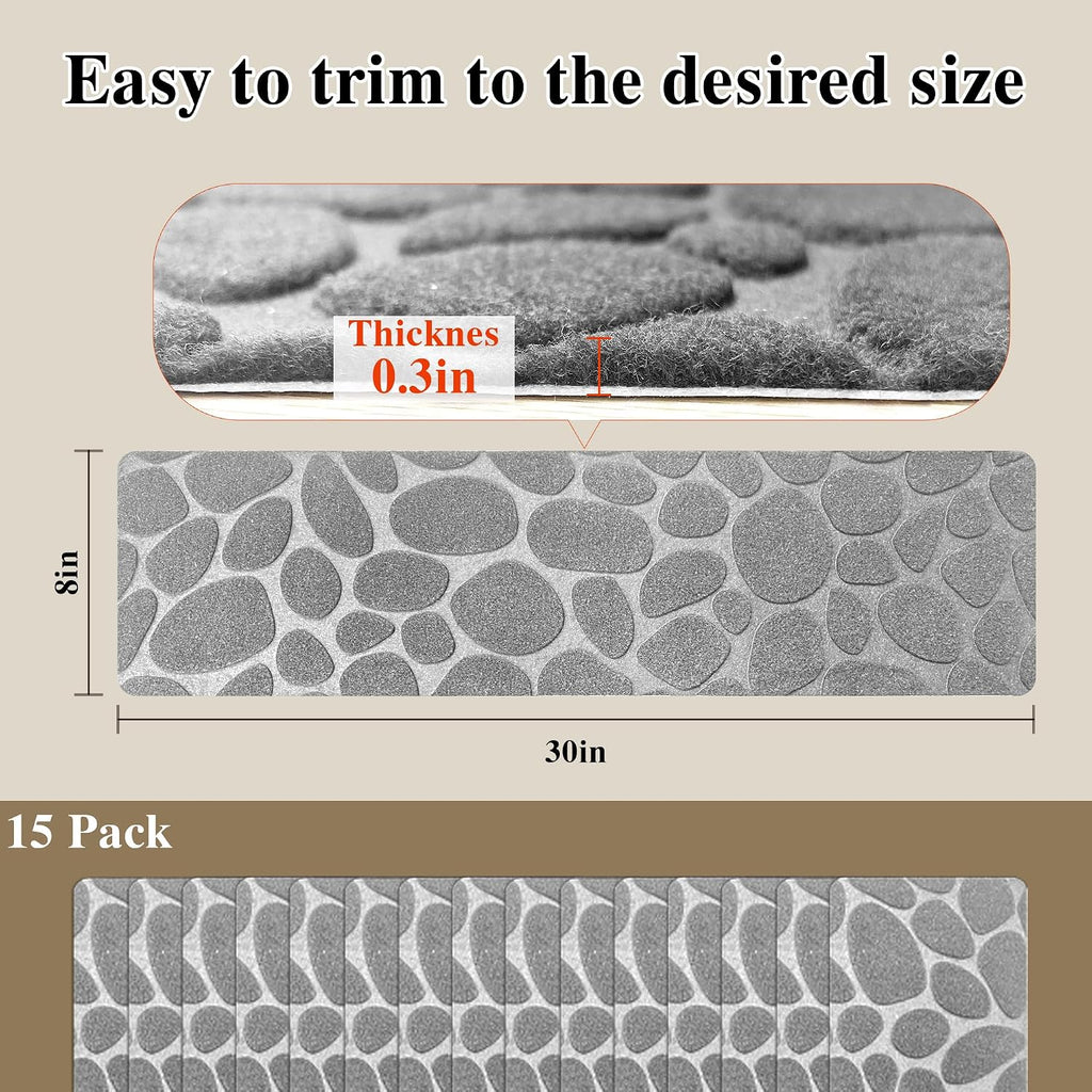Self Adhesive Residue Free Machine Washable Reusable Stair Treads Non Slip Steps - 100% Polyester Heavyduty TPE