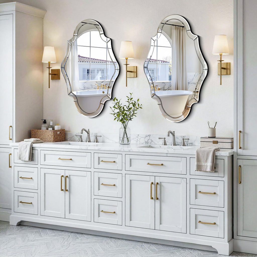 40"x28" Large Scalloped Beleved Decorative Mirror