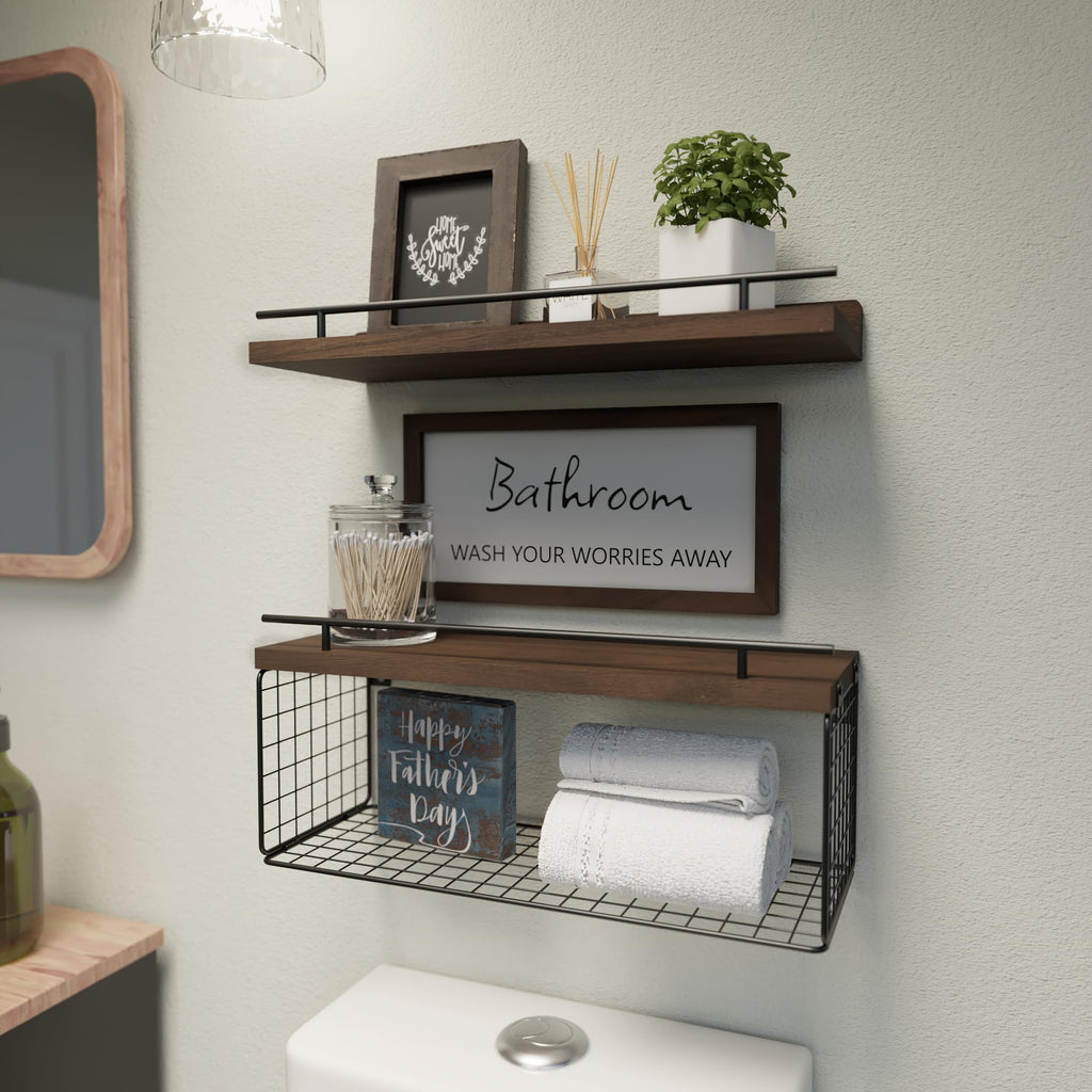 Floating Shelves Decor Art, Rustic Brown